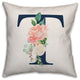 Floral Monogram T 18x18 Indoor/Outdoor Pillow