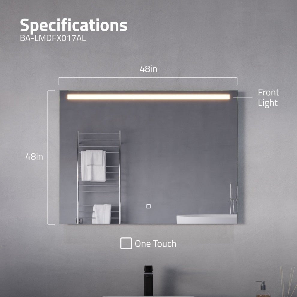 ANZZI 24" x 32" LED Front/ Bottom Lighting Bathroom Mirror With Defogger