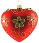 Red Heart With Gold Daisies Ornament