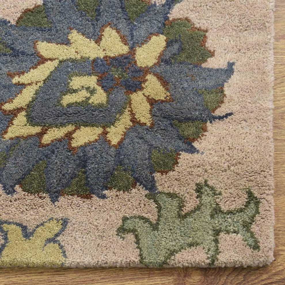 HAND TUFTED WOOL ECO-FRIENDLY AREA RUGS - Rectangle,Cream,Floral