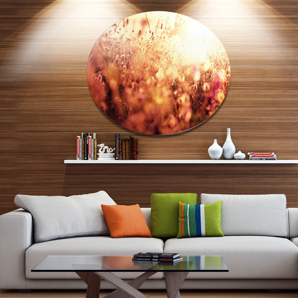 Brown Shade Flowers In Sunshine, Flower Round Metal Wall Art, 36"