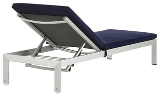Shore Outdoor Patio Aluminum Chaise with Cushions EEI-2660-SLV-NAV