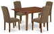5Pc 42/54" Dining Table, 12" Self Storing Butterfly Leaf, 4 Chair, Dark Coffee