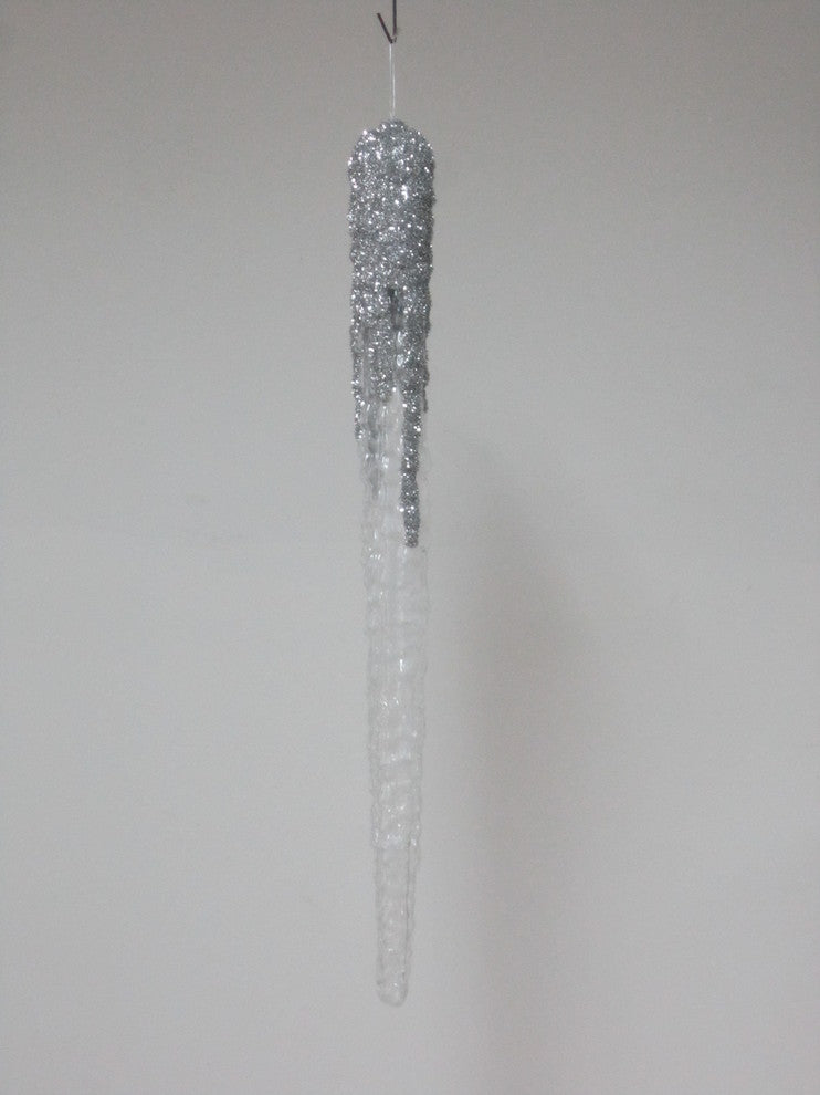 36" Icicle With Silver Glitter
