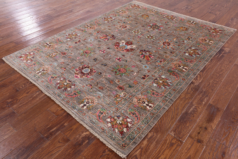 5' 10" X 7' 9" Hand Knotted Persian Tabriz Rug Q7648