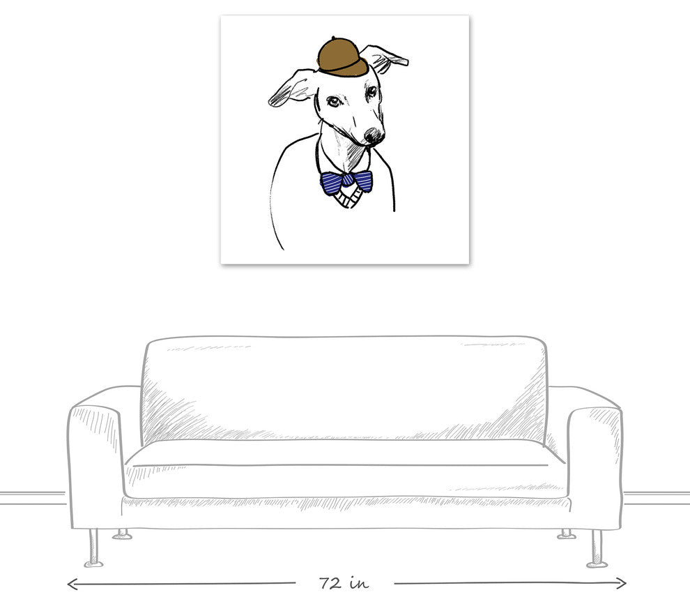 Designs Direct Greyhound With Hat And Bowtie 36x36 Canvas Wall Art