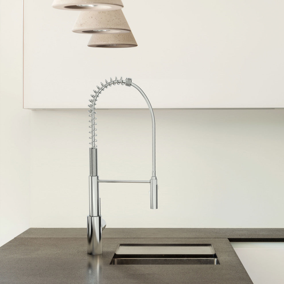 Motegi Single Handle Pull-Down Pre-Rinse Kitchen Faucet, Polished Chrome