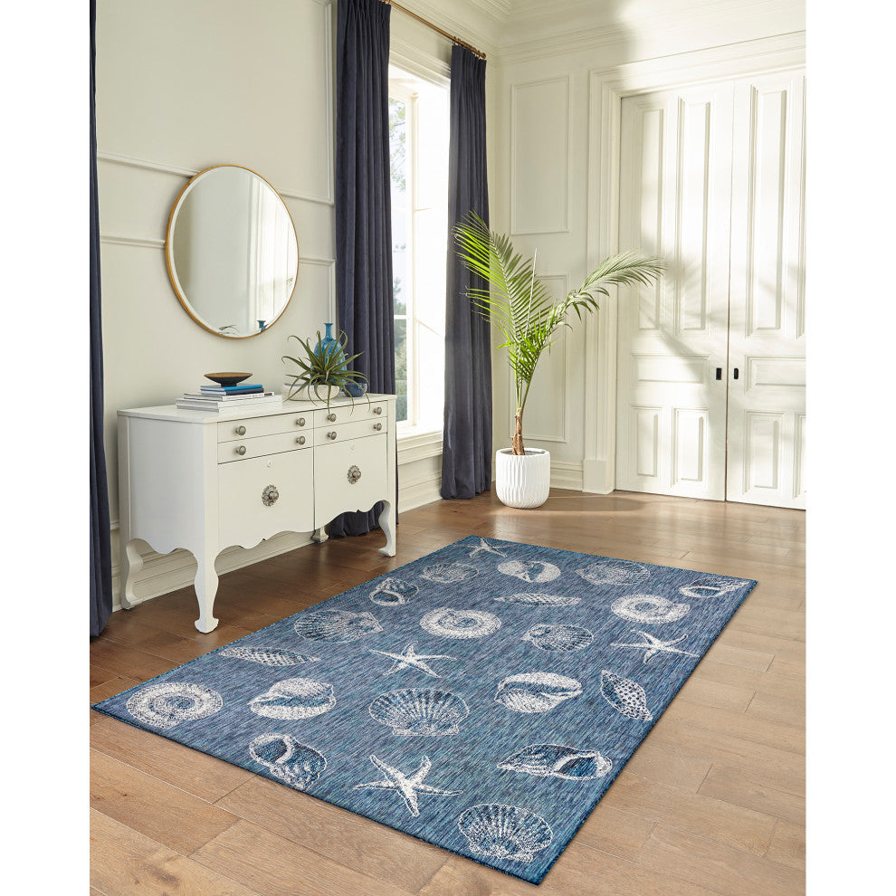 Carmel Shells Indoor/Outdoor Rug, Navy, 6'6"x9'3"