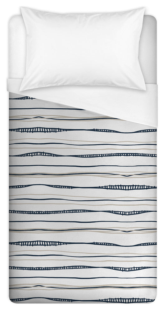 Navy Wavy Twin Duvet Cover