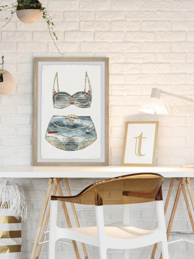 "Florida Retro Bikini" Framed Painting Print, 20x30