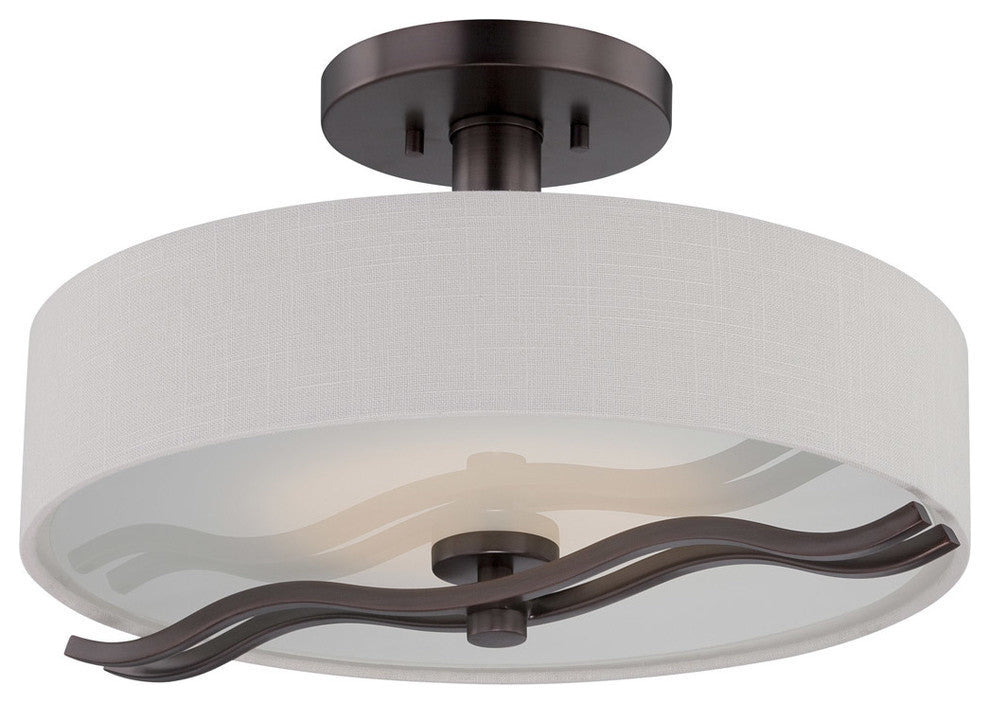 Nuvo 1-Light Wave Flush Mount LED Light Fixture, Hazel Bronze