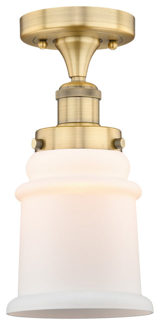 Canton-1 Light 6" Semi-Flush Mount-Brushed Brass, Matte White Glass Shade