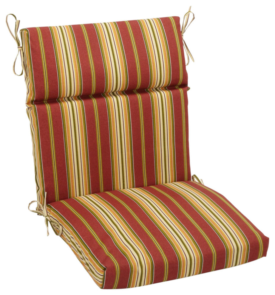 22"x45" Spun Polyester Squared Seat/Back Chair Cushion, Kingsley Stripe Ruby