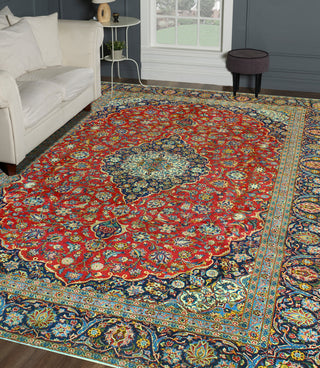 Fine Vintage Distressed Blyth Red/Navy Rug, 8'9 x 11'6