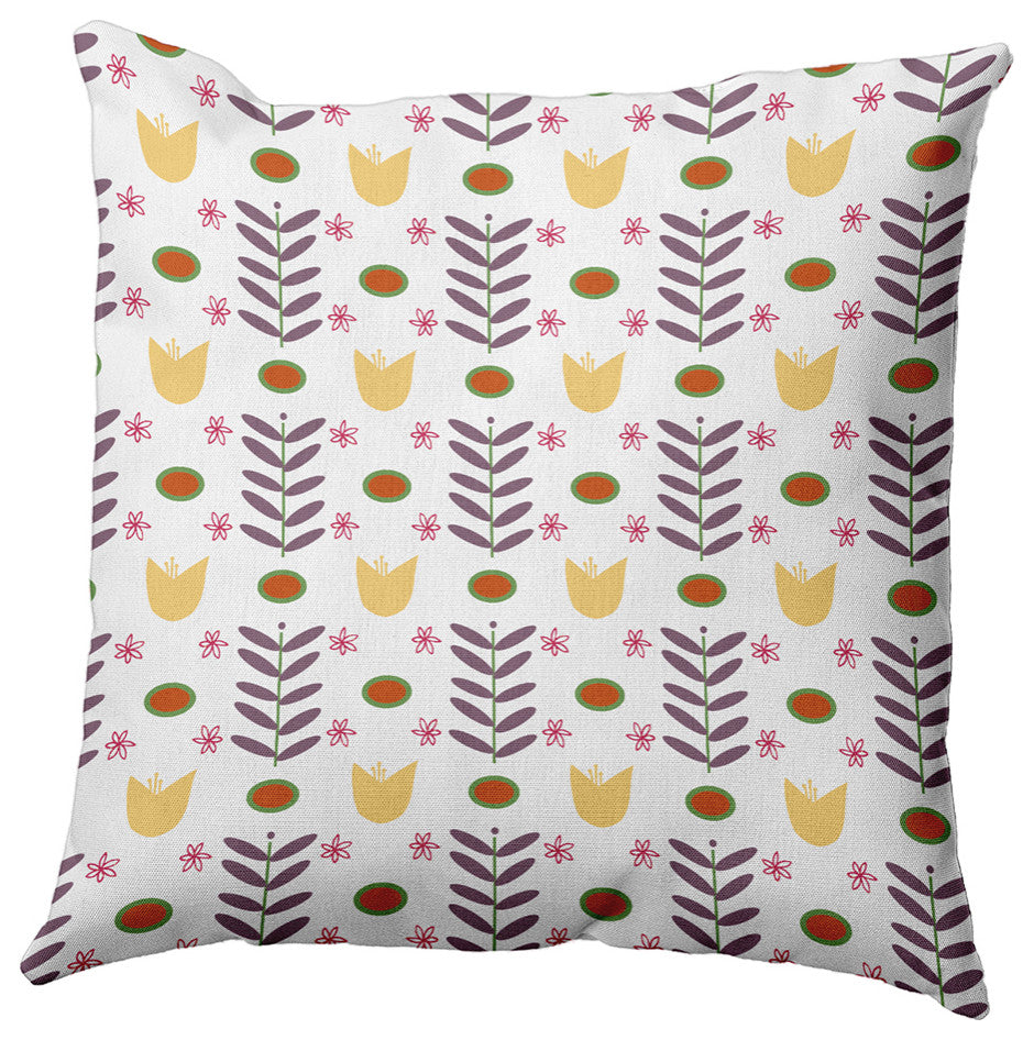 Spring Garden Polyester Indoor/Outdoor Pillow, White, 20"x20"