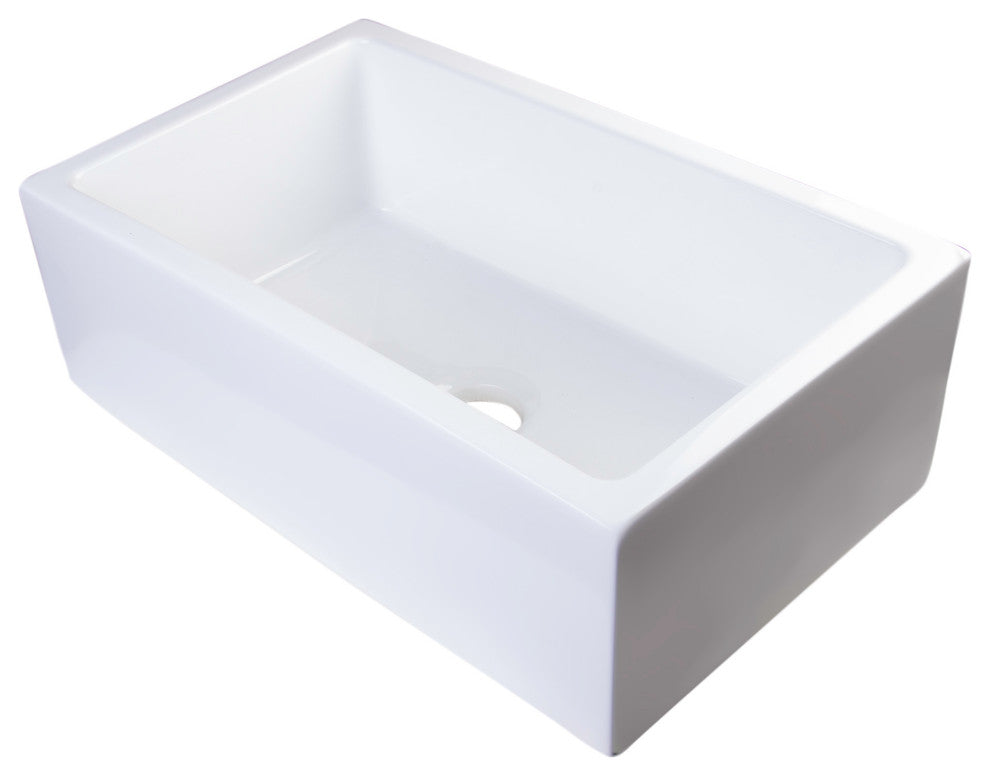 ALFI brand AB3018SB-W 30" White Smooth Solid Thick Wall Fireclay Farm Sink