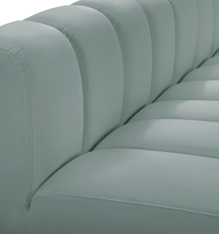 Arc Vegan Leather Upholstered 4-Pc. Inward Curved Modular Sectional, Green