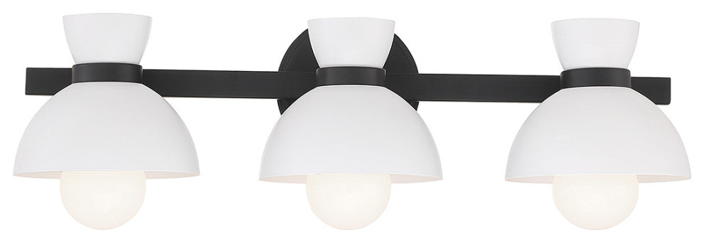 3-Light Bathroom Vanity Light, Matte Black, Matte Black