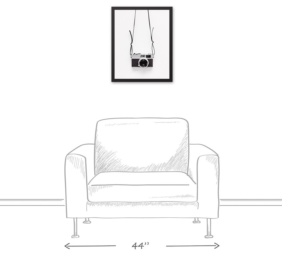 Black and White Vintage Camera 16x20 Black Framed Canvas