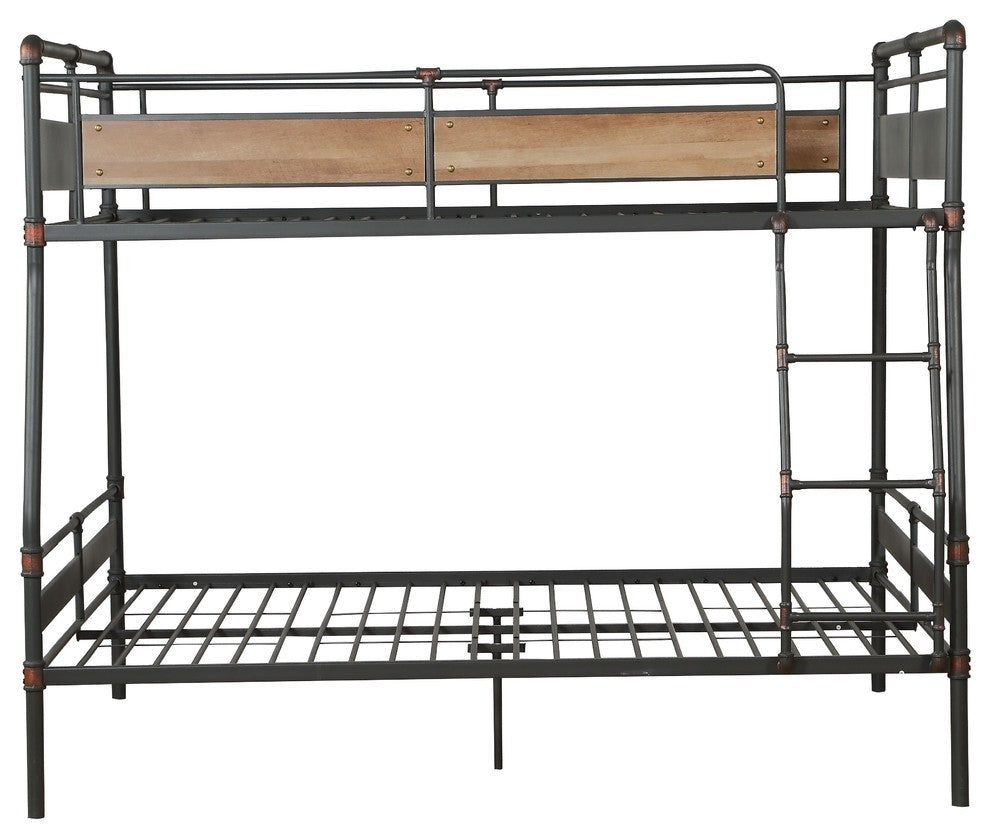 Brantley II Bunk Bed, Sandy Black and Silver, Full Bed Over Queen Bed