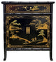 Oriental Bamboo Shoe Cabinet Landscape Painted, 18"