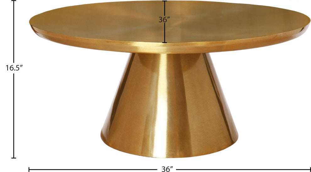 Martini Coffee Table, Brushed Gold Top, Brushed Gold Base