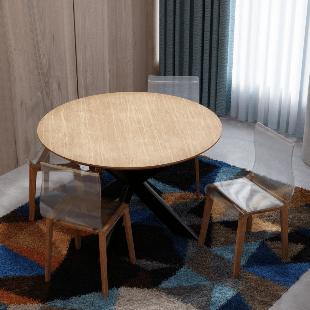 LeisureMod Marsden Modern Dining Side Chair With Beech Wood Legs, Walnut