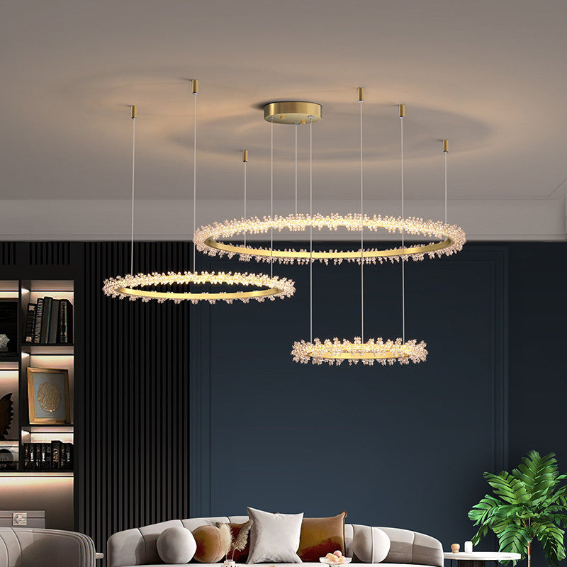 Versoix | Creative Crystal LED Pendant Light in the Shape of Rings, Dia15.7+23.6+31.5", Remote Dimming