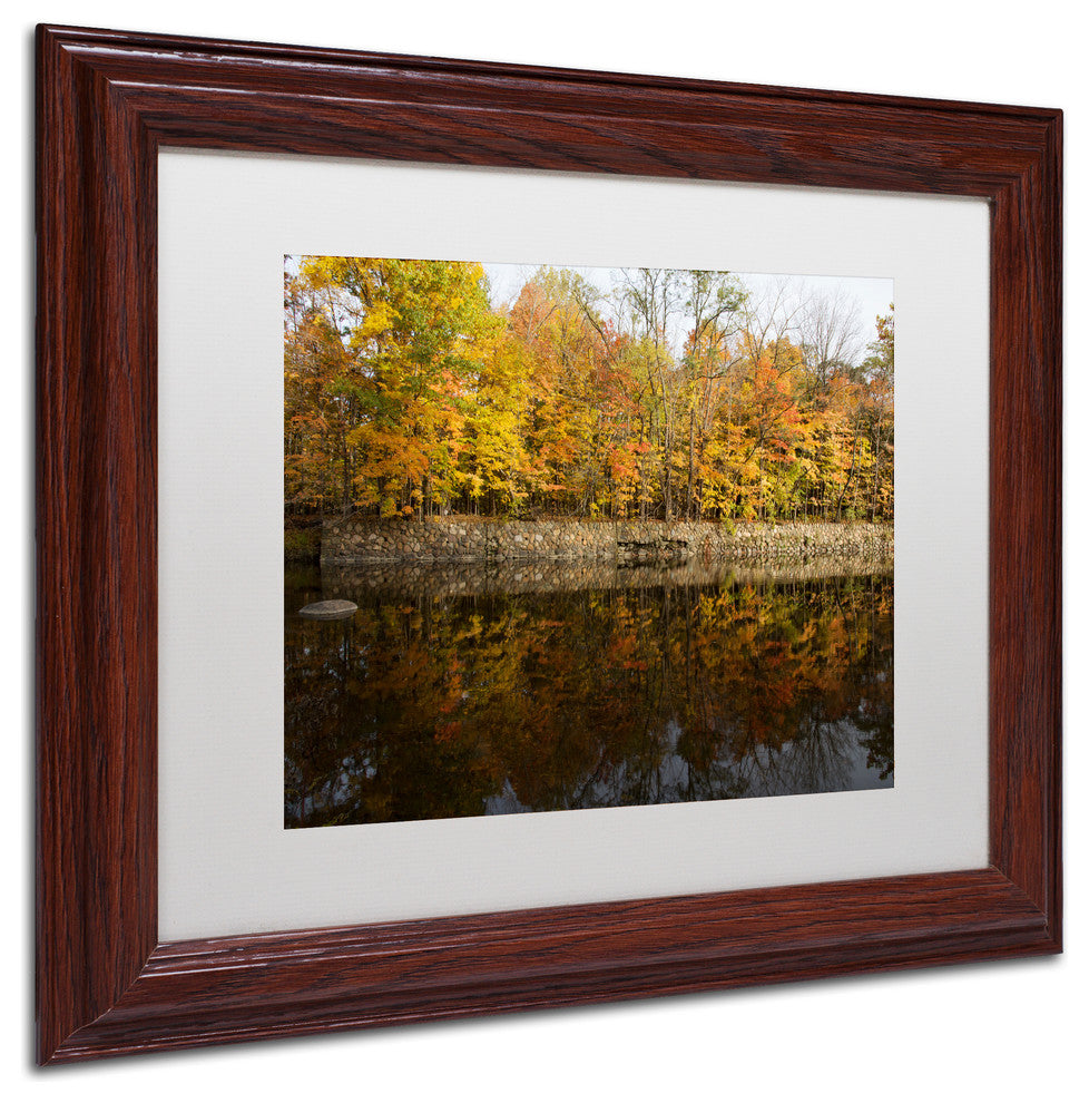 ''Autumn Along the Rocky River'' Matted Framed Canvas Art by Kurt Shaffer