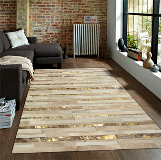 Cowhide Patchwork Rug, Kronos, Pyrite, 8' X 10'