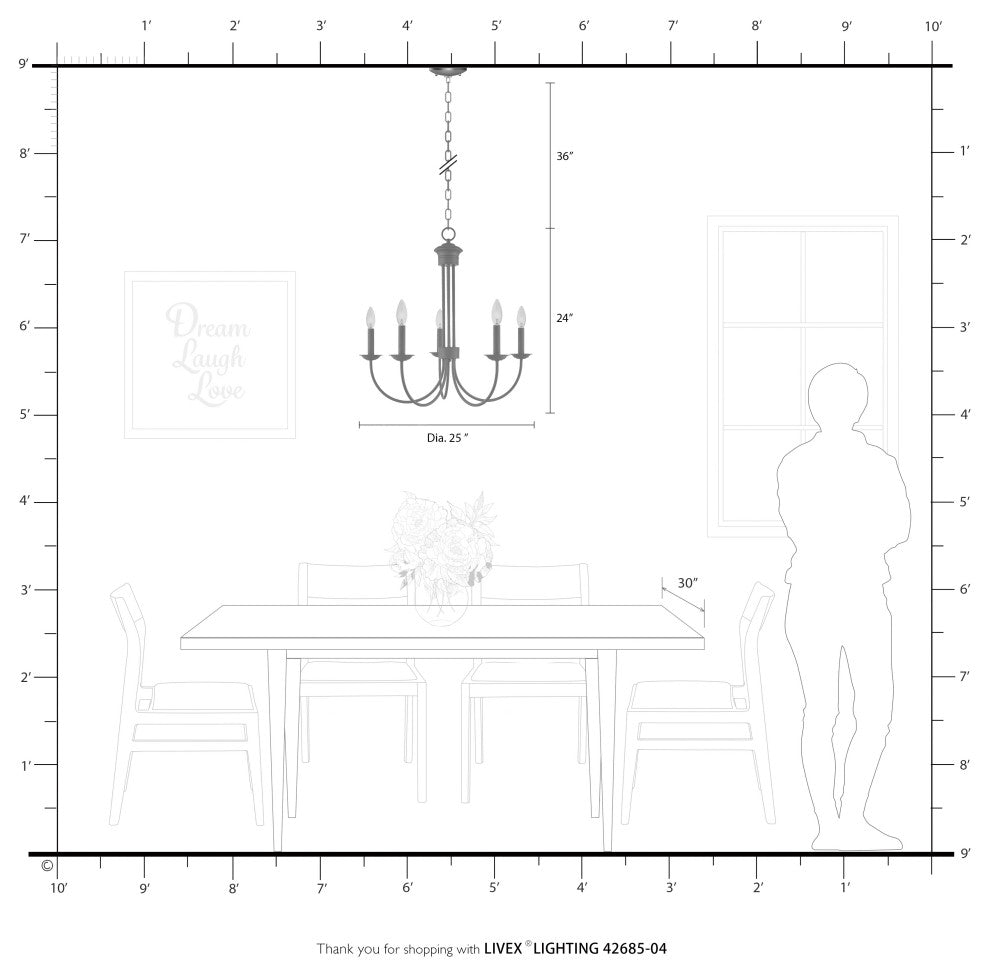 Livex Lighting Estate 5 Light Black Chandelier