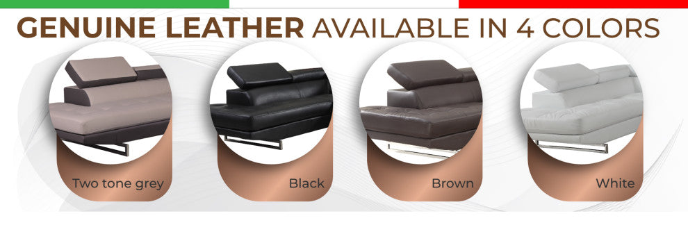 Brooklyn White Leather Air Sectional Left Arm Facing