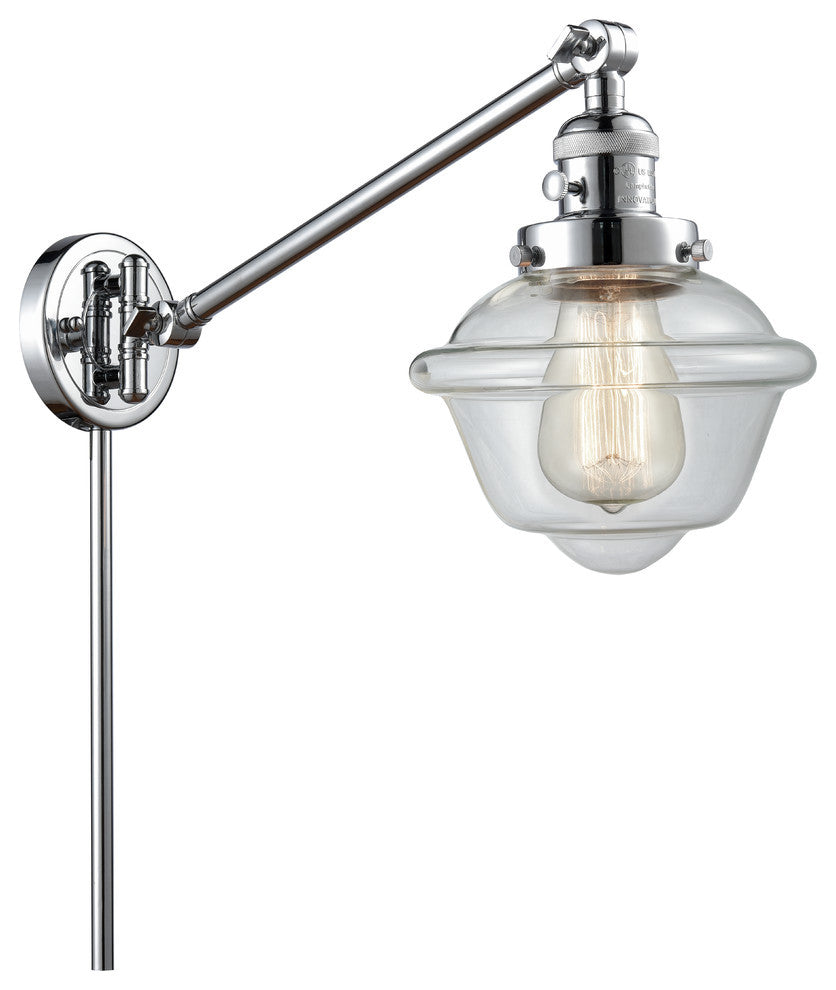 Oxford 1-Light LED Swing Arm Light, Polished Chrome, Glass: Clear