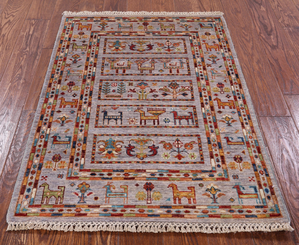 2' 8" X 3' 9" Persian Gabbeh Tribal Hand Knotted Rug Q8369