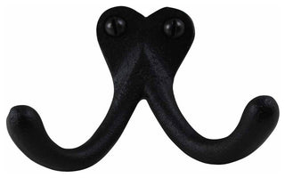 Double Wall Hook Black Cast Iron Hat and Coat Hook