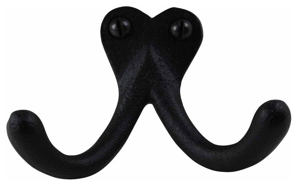 Double Wall Hook Black Cast Iron Hat and Coat Hook
