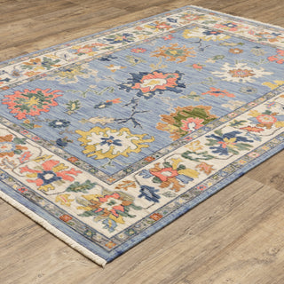 Leoness Vintage Traditional Blue/ Multi Area Rug, 5'3" x 7'6"