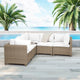 Maui 5-piece Outdoor Modular Conversation Set, 3 Corner Sofa Seats, Linen White