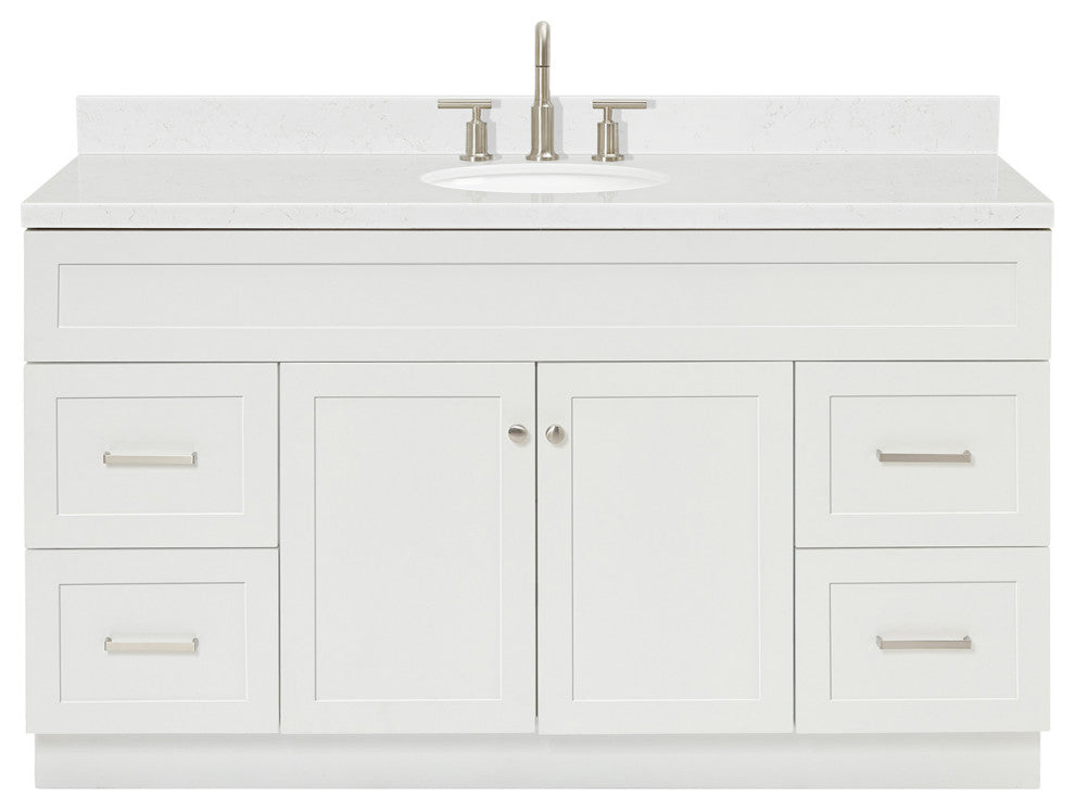Ariel Hamlet 60" Single Oval Sink Bathroom Vanity, Carrara Quartz