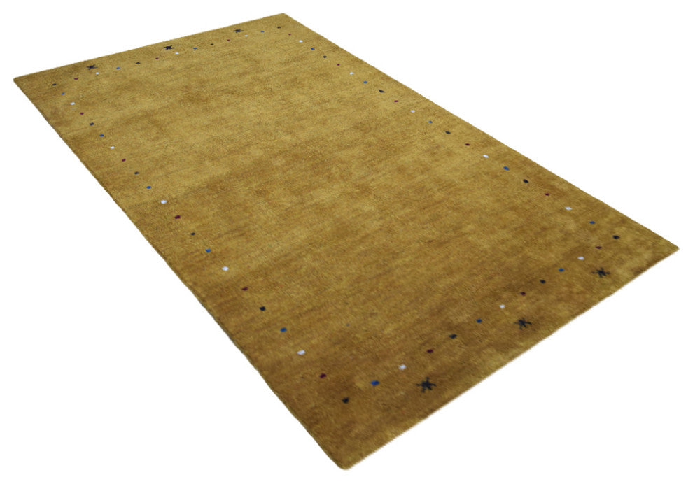 Hand Knotted Loom Silk Mix Area Rug Contemporary Gold
