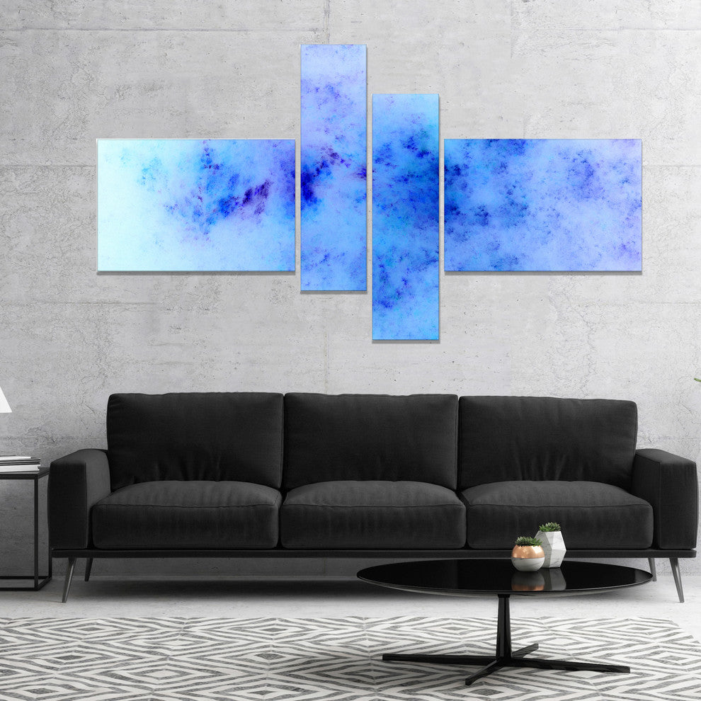 Light Blue Starry Fractal Sky, Abstract Canvas Art Print, 60"x32", 4 panels
