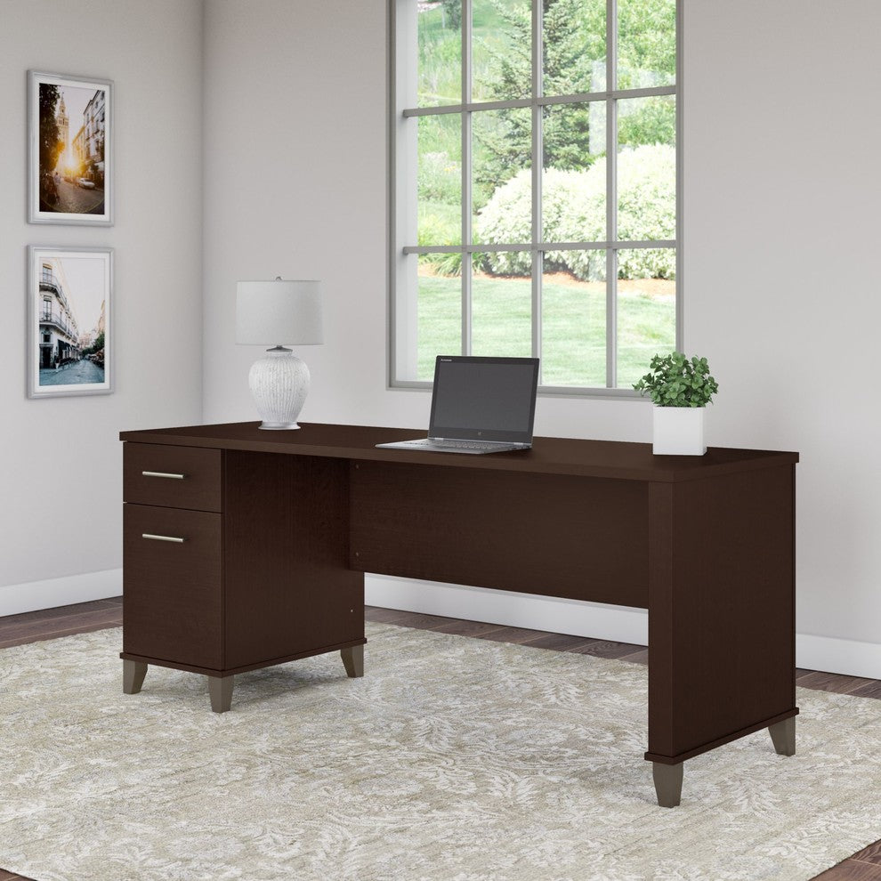 Bush Furniture Somerset 72" Office Desk With Drawers, Mocha Cherry