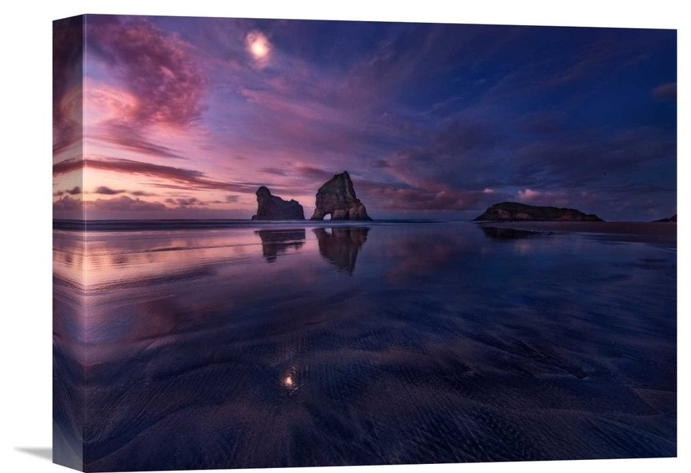 "Golden Bay When Night Falls" Stretched Canvas Giclee by Yan Zhang, 16"x12"