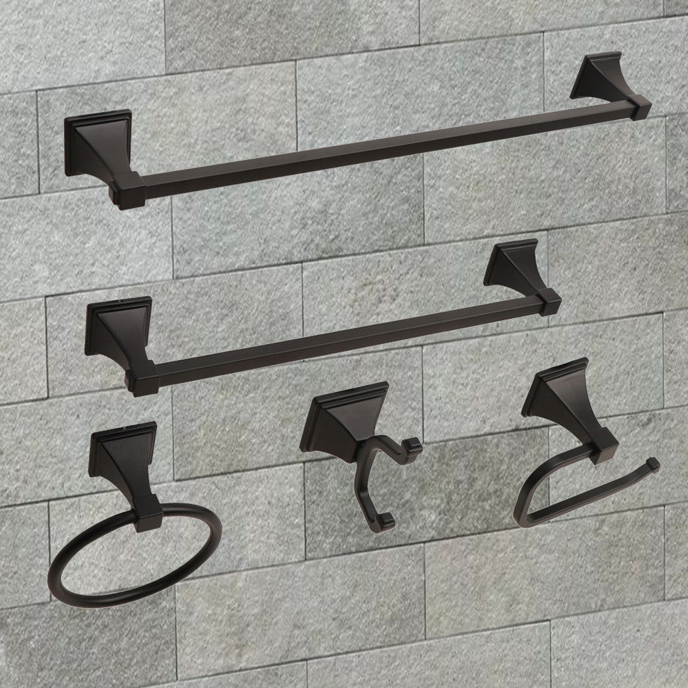Vanity Art Oil Rubbed Black 5-Piece Bathroom Hardware Set LF35-ORB