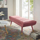 Modern Designer Lounge Club Lobby Accent Chair Bench, Velvet Fabric, Pink