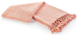 Checkered Weave Throw Blanket with Fringe, Coral Pink
