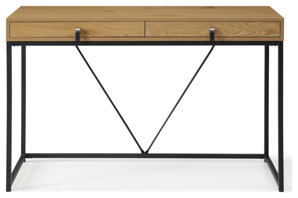 Loft Lyfe Marielle Desk, 2 Storage Drawers, Natural/Black