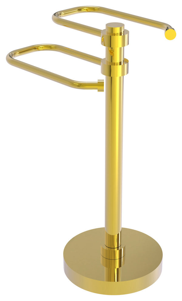 Free Standing Two Arm Guest Towel Holder, Polished Brass