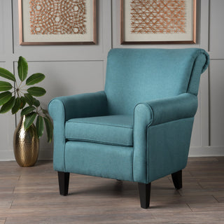 GDF Studio Manon Plush Comfortable Fabric Club Chair, Teal