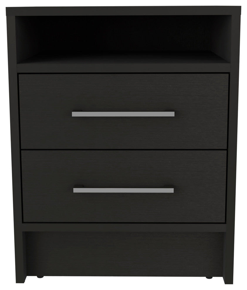 Benson 2-Piece Bedroom Set, Nightstand and Dresser, Black/Light Oak